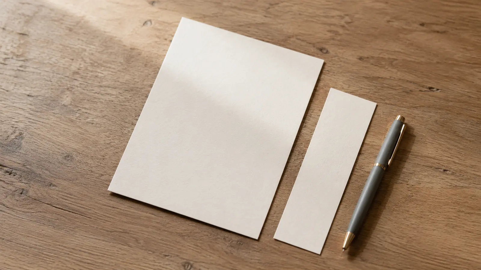 A bank card and a paper slip on a desk in soft light