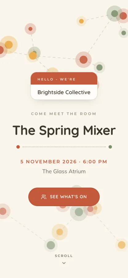 The Common Ground invitation design shown on a phone