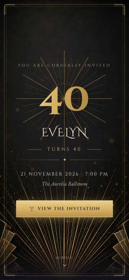 The Gilded Night invitation design shown on a phone