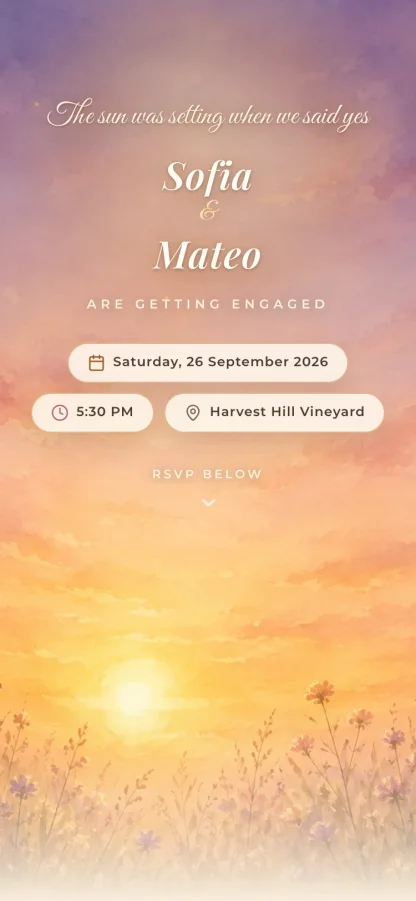 The Golden Hour invitation design shown on a phone