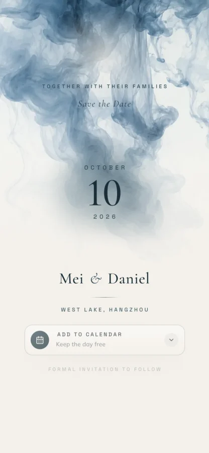 The Ink Reverie invitation design shown on a phone