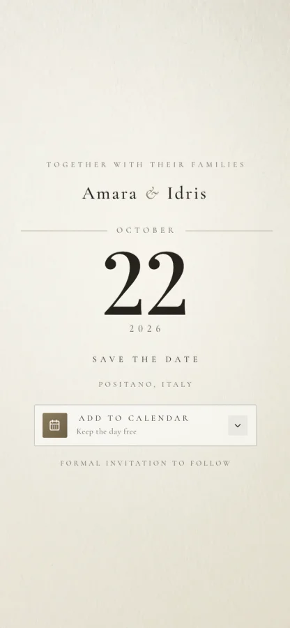 The Letterpress invitation design shown on a phone