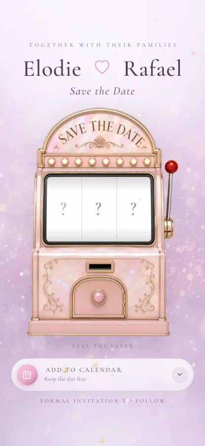 The Lucky Day invitation design shown on a phone