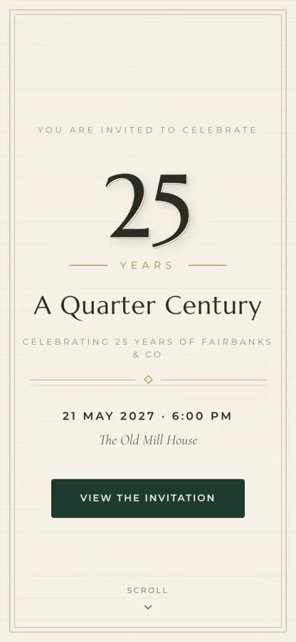 The Milestone invitation design shown on a phone