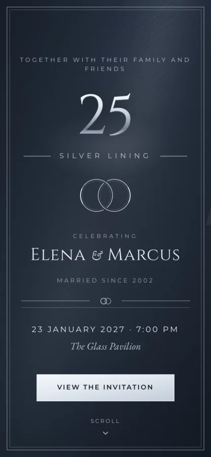 The Silver Lining invitation design shown on a phone