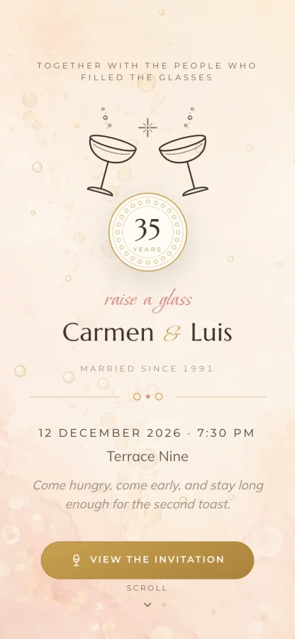 The Still Sparkling invitation design shown on a phone