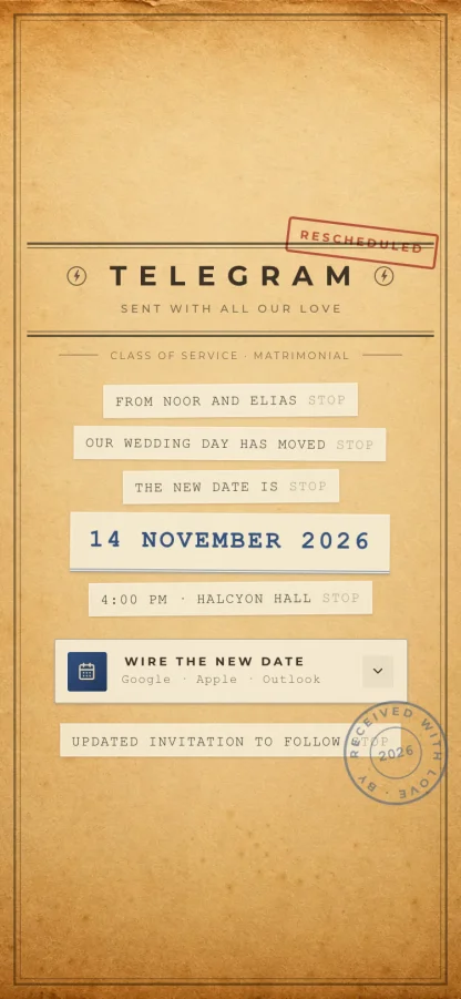 The Telegram invitation design shown on a phone