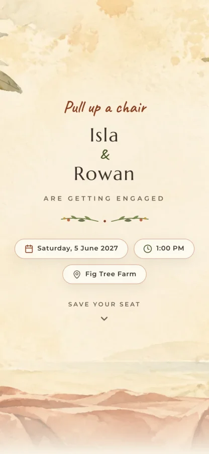 The The Long Table invitation design shown on a phone