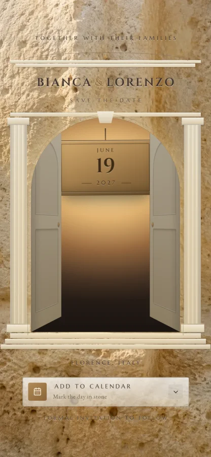 The The Palazzo invitation design shown on a phone