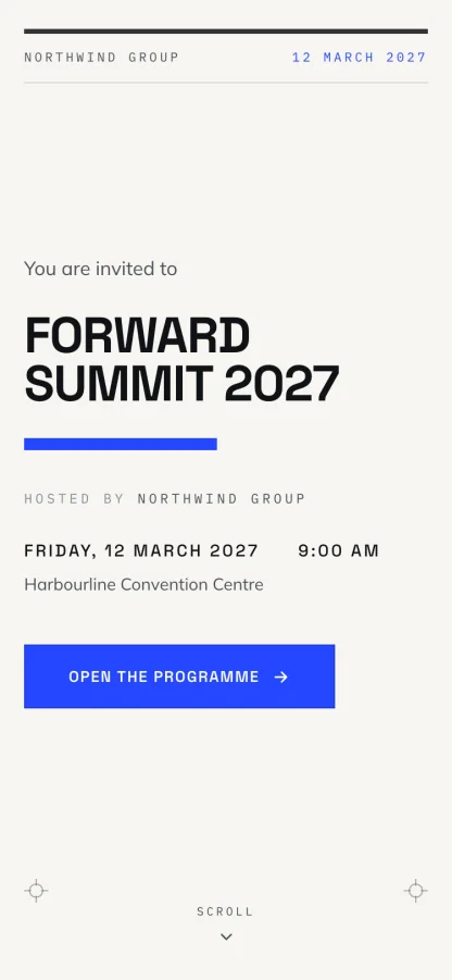 The The Summit invitation design shown on a phone
