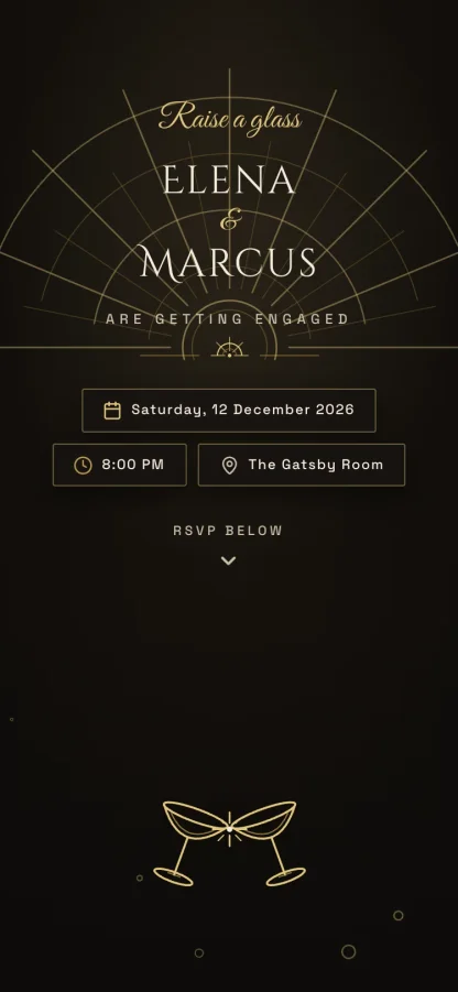 The The Toast invitation design shown on a phone