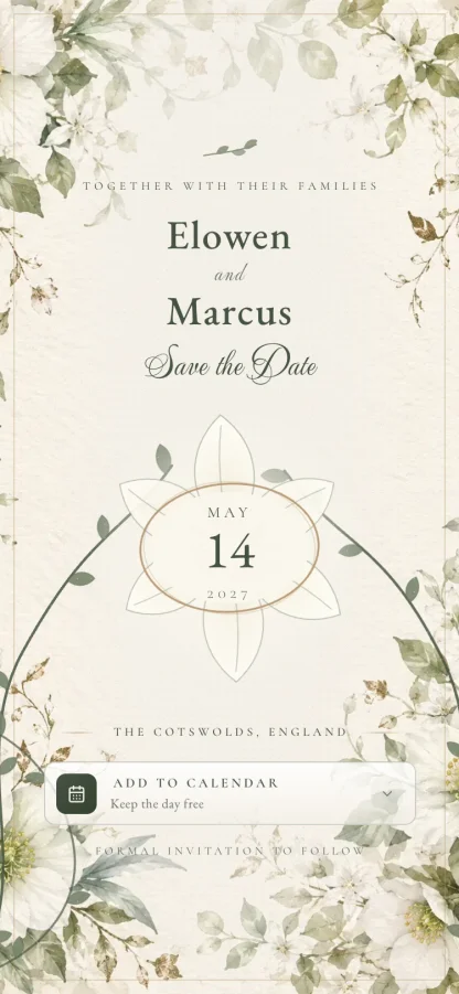 The Trellis invitation design shown on a phone